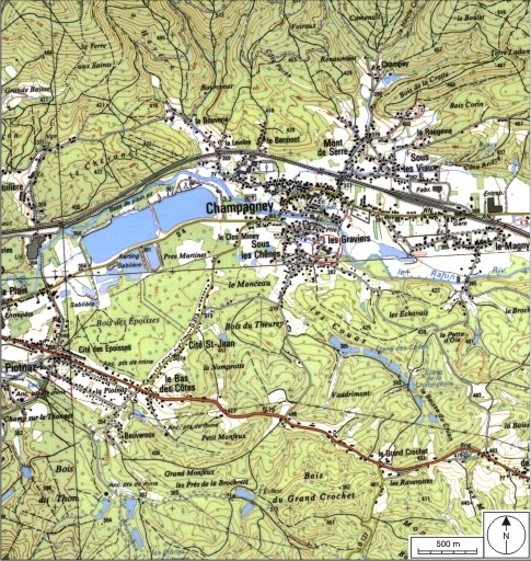 Carte de localisation. Carte topographique au 1:25000, I.G.N., Ballon d'Alsace, 3520 ET. SCAN 25 © IGN - 2008, Licence n°2008CISE29-68. © André Céréza / Région Bourgogne-Franche-Comté, Inventaire du patrimoine - 2008