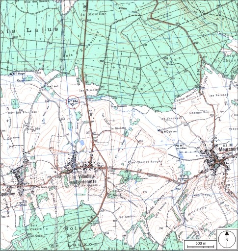 Carte de localisation. Carte topographique au 1:25000, I.G.N., Conflans-sur-Lanterne, 3420 O. SCAN 25 © IGN - 2008, Licence n°2008CISE29-68. © André Céréza / Région Bourgogne-Franche-Comté, Inventaire du patrimoine - 2008