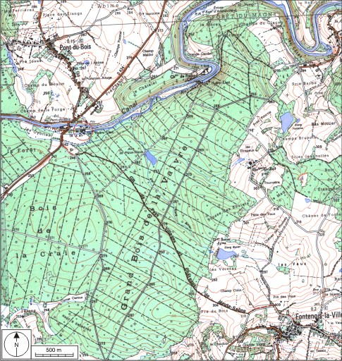 Carte de localisation. Carte topographique au 1:25000, I.G.N., Saint-Loup-sur-Semouse, 3419 O. SCAN 25 © IGN - 2008, Licence n°2008CISE29-68. © André Céréza / Région Bourgogne-Franche-Comté, Inventaire du patrimoine - 2008