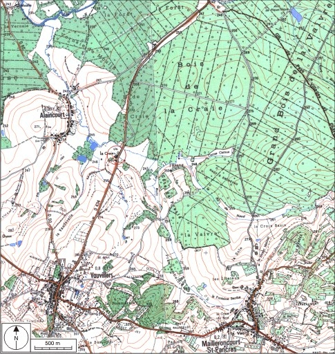 Carte de localisation. Carte topographique au 1:25000, I.G.N., Monthureux-sur-Saône, 3319 E. SCAN 25 © IGN - 2008, Licence n°2008CISE29-68. © André Céréza / Région Bourgogne-Franche-Comté, Inventaire du patrimoine - 2008
