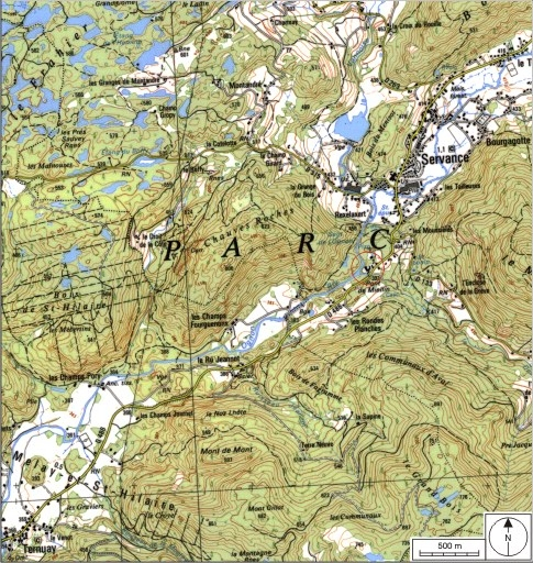 Carte de localisation. Carte topographique au 1:25000, I.G.N., Ballon d'Alsace, 3520 E. SCAN 25 © IGN - 2008, Licence n°2008CISE29-68. © André Céréza / Région Bourgogne-Franche-Comté, Inventaire du patrimoine - 2008