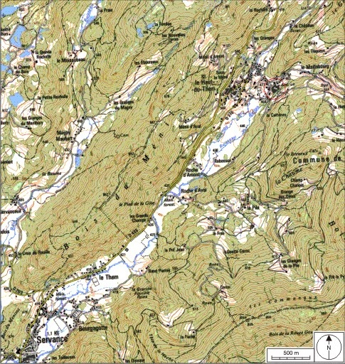 Carte de localisation. Carte topographique au 1:25000, I.G.N., Ballon d'Alsace, 3520 E. SCAN 25 © IGN - 2008, Licence n°2008CISE29-68. © André Céréza / Région Bourgogne-Franche-Comté, Inventaire du patrimoine - 2008