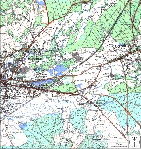 Carte de localisation. Carte topographique au 1:25000, I.G.N., Saint-Loup-sur-Semouse, 3419 O. SCAN 25 © IGN - 2008, Licence n°2008CISE29-68. © André Céréza / Région Bourgogne-Franche-Comté, Inventaire du patrimoine - 2008