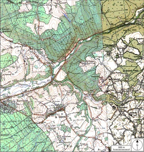 Carte de localisation. Carte topographique au 1:25000, I.G.N., Remiremont, 3519 O. SCAN 25 © IGN - 2008, Licence n°2008CISE29-68. © André Céréza / Région Bourgogne-Franche-Comté, Inventaire du patrimoine - 2008