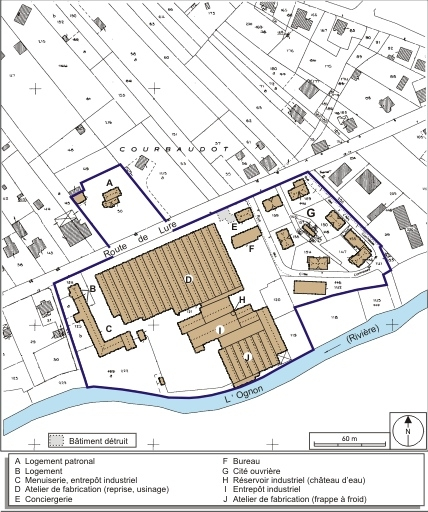 Plan-masse et de situation. Extrait du plan cadastral numérisé, 2005, section AC, 1:1000 réduit à 1:2000. Source : Direction générale des Finances Publiques - Cadastre ; mise à jour : 2005. © André Céréza / Région Bourgogne-Franche-Comté, Inventaire du patrimoine - 2008