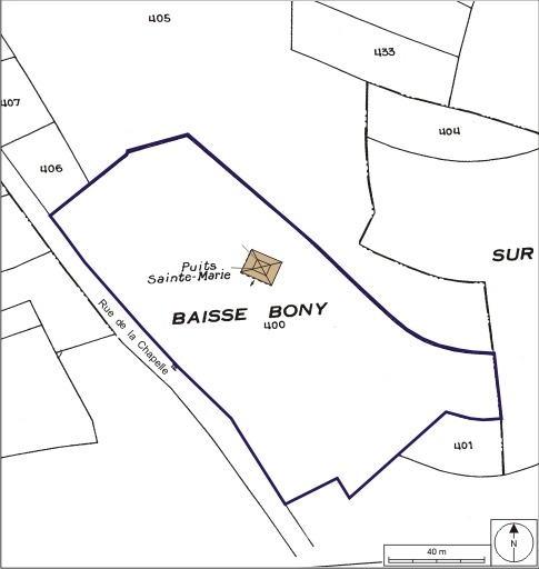 Plan-masse et de situation. Extrait du plan cadastral numérisé, 2008, section C, 1:1250. Source : Direction générale des Finances Publiques - Cadastre ; mise à jour : 2008. © André Céréza / Région Bourgogne-Franche-Comté, Inventaire du patrimoine - 2008