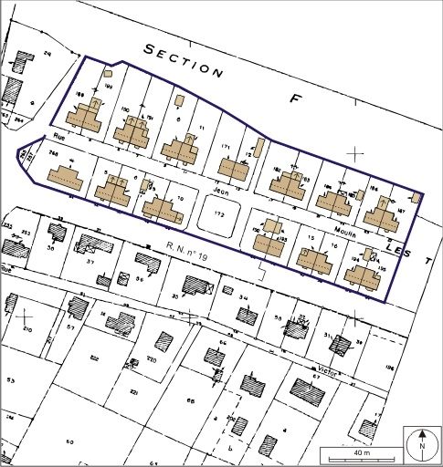 Plan-masse et de situation. Extrait du plan cadastral numérisé, 2008, section AO, 1:1000 réduit à 1:1500. Source : Direction générale des Finances Publiques - Cadastre ; mise à jour : 2008. © André Céréza / Région Bourgogne-Franche-Comté, Inventaire du patrimoine - 2008 Plan-masse et de situation. Extrait du plan cadastral numérisé, 2008, section AO, 1:1000 réduit à 1:1500. Source : Direction générale des Finances Publiques - Cadastre ; mise à jour : 2008. © André Céréza / Région Bourgogne-Franche-Comté, Inventaire du patrimoine - 2008