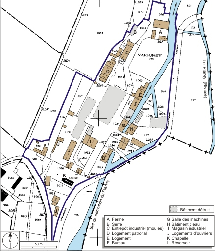 Plan-masse et de situation. Extrait du plan cadastral numérisé, 2008, section B, 1:2000. Source : Direction générale des Finances Publiques - Cadastre ; mise à jour : 2008. © André Céréza / Région Bourgogne-Franche-Comté, Inventaire du patrimoine - 2008