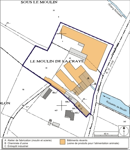 Plan-masse et de situation. Extrait du plan cadastral numérisé, 2008, section B, 1:1250. Source : Direction générale des Finances Publiques - Cadastre ; mise à jour : 2008. © André Céréza / Région Bourgogne-Franche-Comté, Inventaire du patrimoine - 2008