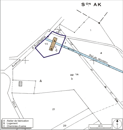 Plan-masse et de situation. Extrait du plan cadastral, 2008, section ZI, 1:2000. Source : Direction générale des Finances Publiques - Cadastre ; mise à jour : 2008. © André Céréza / Région Bourgogne-Franche-Comté, Inventaire du patrimoine - 2008