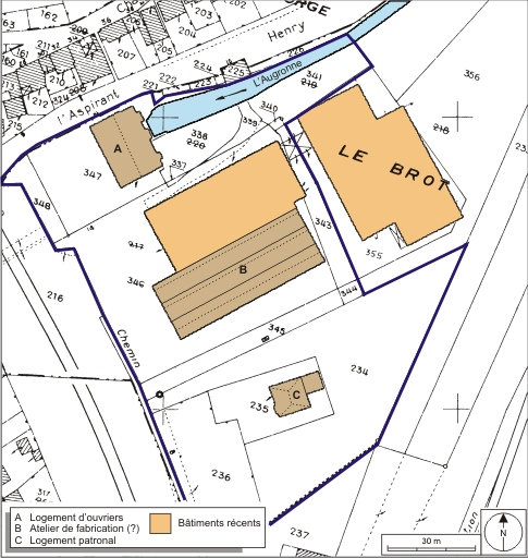 Plan-masse et de situation. Extrait du plan cadastral numérisé, 2008, section AC, 1:1000. Source : Direction générale des Finances Publiques - Cadastre ; mise à jour : 2008. © André Céréza / Région Bourgogne-Franche-Comté, Inventaire du patrimoine - 2008
