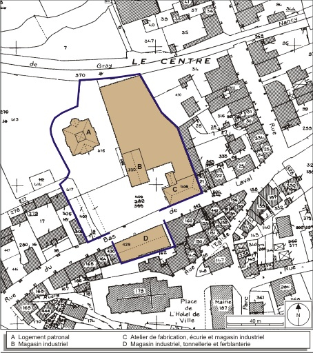 Plan-masse et de situation. Extrait du plan cadastral numérisé, 2008, section AE, 1:1000 réduit à 1:1250. Source : Direction générale des Finances Publiques - Cadastre ; mise à jour : 2008. © André Céréza / Région Bourgogne-Franche-Comté, Inventaire du patrimoine - 2008 Plan-masse et de situation. Extrait du plan cadastral numérisé, 2008, section AE, 1:1000 réduit à 1:1250. Source : Direction générale des Finances Publiques - Cadastre ; mise à jour : 2008. © André Céréza / Région Bourgogne-Franche-Comté, Inventaire du patrimoine - 2008