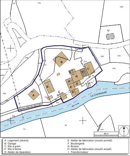 Plan-masse et de situation. Extrait du plan cadastral numérisé, 2008, section B, 1:1250. Source : Direction générale des Finances Publiques - Cadastre ; mise à jour : 2008. © André Céréza / Région Bourgogne-Franche-Comté, Inventaire du patrimoine - 2008