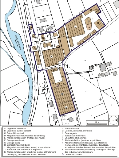 Plan-masse et de situation. Extrait du plan cadastral numérisé, 2008, section B, 1:1000 réduit à 1:2000. Source : Direction générale des Finances Publiques - Cadastre ; mise à jour : 2008. © André Céréza / Région Bourgogne-Franche-Comté, Inventaire du patrimoine - 2008