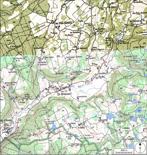Carte de localisation. Carte topographique au 1:25000, I.G.N., Remiremont, 3519 OT. SCAN 25 © IGN - 2008, Licence n°2008CISE29-68. © André Céréza / Région Bourgogne-Franche-Comté, Inventaire du patrimoine - 2008
