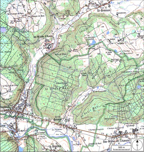 Carte de localisation. Carte topographique au 1:25000, I.G.N., Mélisey, 3520 O. SCAN 25 © IGN - 2008, Licence n°2008CISE29-68. © André Céréza / Région Bourgogne-Franche-Comté, Inventaire du patrimoine - 2008