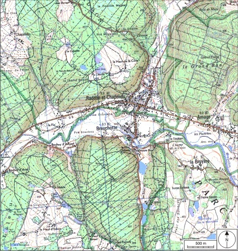Carte de localisation. Carte topographique au 1:25000, I.G.N., Luxeuil-les-Bains, 3420 E. SCAN 25 © IGN - 2008, Licence n°2008CISE29-68. © André Céréza / Région Bourgogne-Franche-Comté, Inventaire du patrimoine - 2008