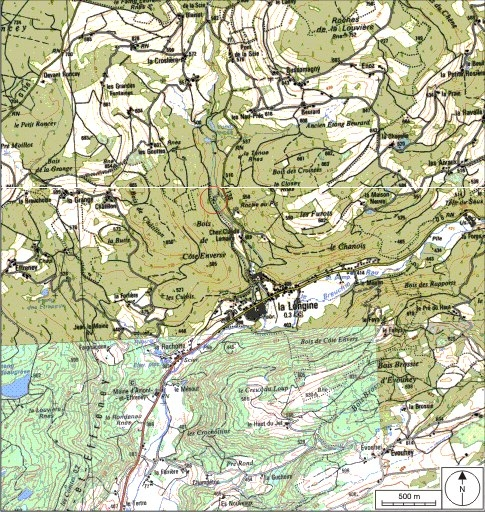 Carte de localisation. Carte topographique au 1:25000, I.G.N., Remiremont, 3519 OT. SCAN 25 © IGN - 2008, Licence n°2008CISE29-68. © André Céréza / Région Bourgogne-Franche-Comté, Inventaire du patrimoine - 2008