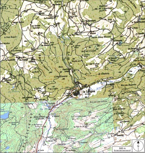 Carte de localisation. Carte topographique au 1:25000, I.G.N., Remiremont, 3519 OT. SCAN 25 © IGN - 2008, Licence n°2008CISE29-68. © André Céréza / Région Bourgogne-Franche-Comté, Inventaire du patrimoine - 2008
