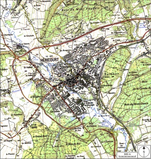 Carte de localisation. Carte topographique au 1:25000, I.G.N., Belfort, 3621 OT. SCAN 25 © IGN - 2008, Licence n°2008CISE29-68. © André Céréza / Région Bourgogne-Franche-Comté, Inventaire du patrimoine - 2008