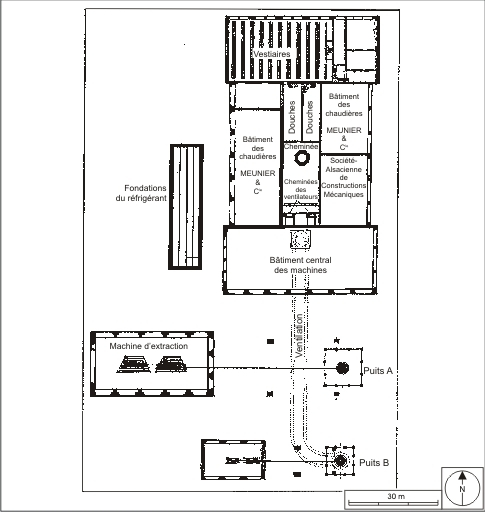 Plan-masse au début du 20e siècle. © André Céréza / Région Bourgogne-Franche-Comté, Inventaire du patrimoine - 2008 Plan-masse au début du 20e siècle. © André Céréza / Région Bourgogne-Franche-Comté, Inventaire du patrimoine - 2008