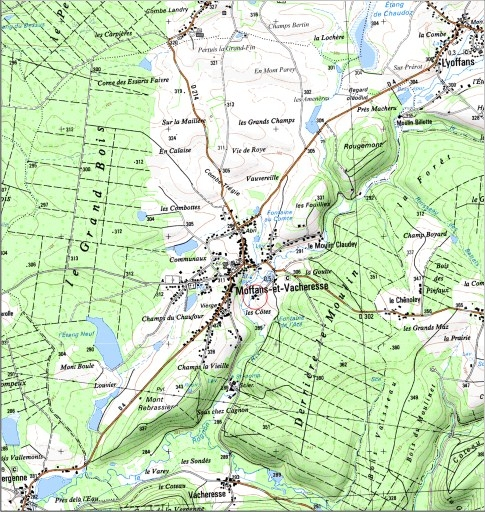 Carte de localisation. Carte topographique au 1:25000, I.G.N., Lure, 3521 O. SCAN 25 © IGN - 2008, Licence n°2008CISE29-68. © André Céréza / Région Bourgogne-Franche-Comté, Inventaire du patrimoine - 2008