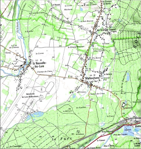 Carte de localisation. Carte topographique au 1:25000, I.G.N., Mélisey, 3520 O. SCAN 25 © IGN - 2008, Licence n°2008CISE29-68. © André Céréza / Région Bourgogne-Franche-Comté, Inventaire du patrimoine - 2008 Carte de localisation. Carte topographique au 1:25000, I.G.N., Mélisey, 3520 O. SCAN 25 © IGN - 2008, Licence n°2008CISE29-68. © André Céréza / Région Bourgogne-Franche-Comté, Inventaire du patrimoine - 2008