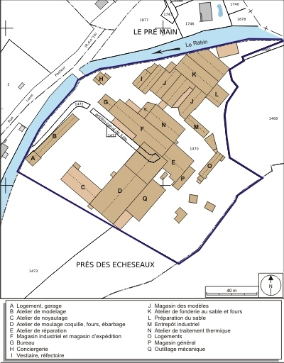Plan-masse et de situation. Extrait du plan cadastral numérisé, 2008, section A, 1:1250. Source : Direction générale des Finances Publiques - Cadastre ; mise à jour : 2008. © André Céréza / Région Bourgogne-Franche-Comté, Inventaire du patrimoine - 2008