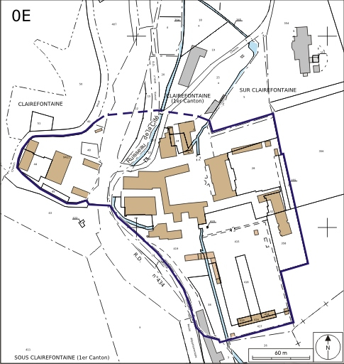 Plan-masse et de situation. Extrait du plan cadastral numérisé, 2008, section ZM, 1:2000. Source : Direction générale des Finances Publiques - Cadastre ; mise à jour : 2008. © André Céréza / Région Bourgogne-Franche-Comté, Inventaire du patrimoine - 2008
