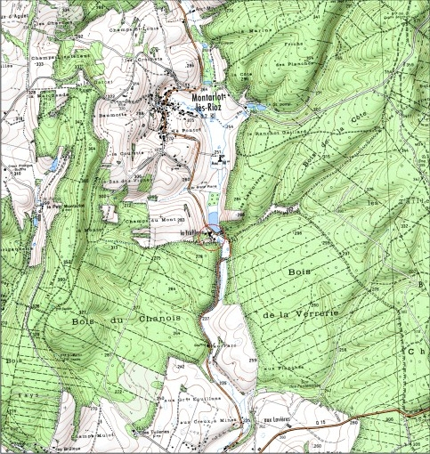 Carte de localisation. Carte topographique au 1:25000, I.G.N., Rioz, 3322 E. SCAN 25 © IGN - 2008, Licence n°2008CISE29-68. © André Céréza / Région Bourgogne-Franche-Comté, Inventaire du patrimoine - 2008 Carte de localisation. Carte topographique au 1:25000, I.G.N., Rioz, 3322 E. SCAN 25 © IGN - 2008, Licence n°2008CISE29-68. © André Céréza / Région Bourgogne-Franche-Comté, Inventaire du patrimoine - 2008