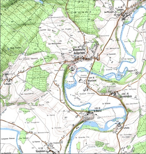 Carte de localisation. Carte topographique au 1:25000, I.G.N., Montbozon, 3422 O. SCAN 25 © IGN - 2008, Licence n°2008CISE29-68. © André Céréza / Région Bourgogne-Franche-Comté, Inventaire du patrimoine - 2008 Carte de localisation. Carte topographique au 1:25000, I.G.N., Montbozon, 3422 O. SCAN 25 © IGN - 2008, Licence n°2008CISE29-68. © André Céréza / Région Bourgogne-Franche-Comté, Inventaire du patrimoine - 2008