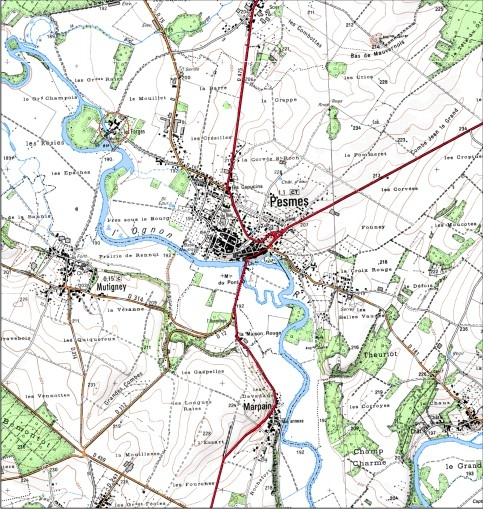 Carte de localisation. Carte topographique au 1:25000, I.G.N., Gendrey, 3223 E. SCAN 25 © IGN - 2008, Licence n°2008CISE29-68. © André Céréza / Région Bourgogne-Franche-Comté, Inventaire du patrimoine - 2008