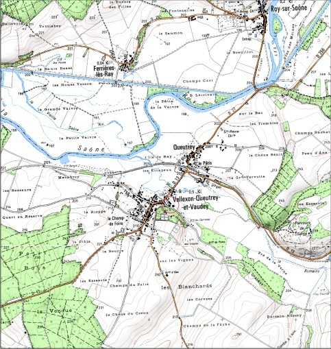 Carte de localisation. Carte topographique au 1:25000, I.G.N., Fresne-Saint-Mamès, 3321 O. SCAN 25 © IGN - 2008, Licence n°2008CISE29-68. © André Céréza / Région Bourgogne-Franche-Comté, Inventaire du patrimoine - 2008