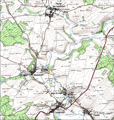 Carte de localisation. Carte topographique au 1:25000, I.G.N., Dampierre-sur-Salon, 3221 E. SCAN 25 © IGN - 2008, Licence n°2008CISE29-68. © André Céréza / Région Bourgogne-Franche-Comté, Inventaire du patrimoine - 2008
