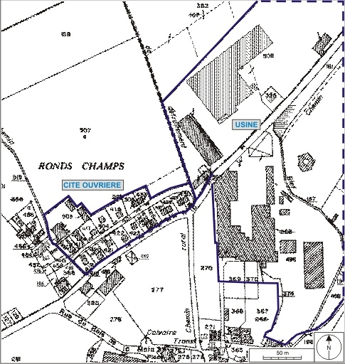 Plan de situation. Extrait du plan cadastral numérisé, 2008, section B, 1:2500. Source : Direction générale des Finances Publiques - Cadastre ; mise à jour : 2008. © André Céréza / Région Bourgogne-Franche-Comté, Inventaire du patrimoine - 2008