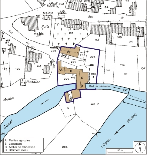 Plan-masse et de situation. Extrait du plan cadastral numérisé, 2008, section AC, 1:1000. Source : Direction générale des Finances Publiques - Cadastre ; mise à jour : 2008. © André Céréza / Région Bourgogne-Franche-Comté, Inventaire du patrimoine - 2008 Plan-masse et de situation. Extrait du plan cadastral numérisé, 2008, section AC, 1:1000. Source : Direction générale des Finances Publiques - Cadastre ; mise à jour : 2008. © André Céréza / Région Bourgogne-Franche-Comté, Inventaire du patrimoine - 2008
