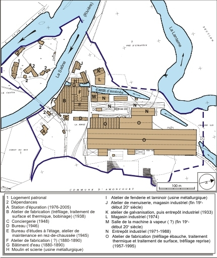 Plan-masse et de situation. Extrait du plan cadastral numérisé, 2008, section AB, 1:1000 réduit à 1:3400. Source : Direction générale des Finances Publiques - Cadastre ; mise à jour : 2008. © André Céréza / Région Bourgogne-Franche-Comté, Inventaire du patrimoine - 2008 Plan-masse et de situation. Extrait du plan cadastral numérisé, 2008, section AB, 1:1000 réduit à 1:3400. Source : Direction générale des Finances Publiques - Cadastre ; mise à jour : 2008. © André Céréza / Région Bourgogne-Franche-Comté, Inventaire du patrimoine - 2008