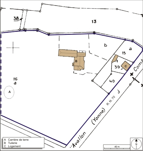 Plan-masse et de situation. Extrait du plan cadastral numérisé, 2008, section ZB, 1:2000 agrandi à 1:1250. Source : Direction générale des Finances Publiques - Cadastre ; mise à jour : 2008. © André Céréza / Région Bourgogne-Franche-Comté, Inventaire du patrimoine - 2008