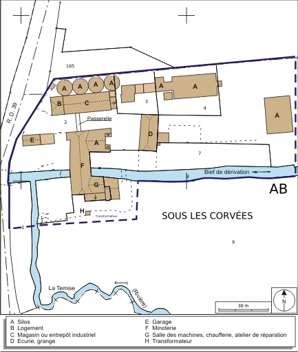 Plan-masse et de situation. Extrait du plan cadastral numérisé, 2008, section ZE, 1:1000. Source : Direction générale des Finances Publiques - Cadastre ; mise à jour : 2008. © André Céréza / Région Bourgogne-Franche-Comté, Inventaire du patrimoine - 2008