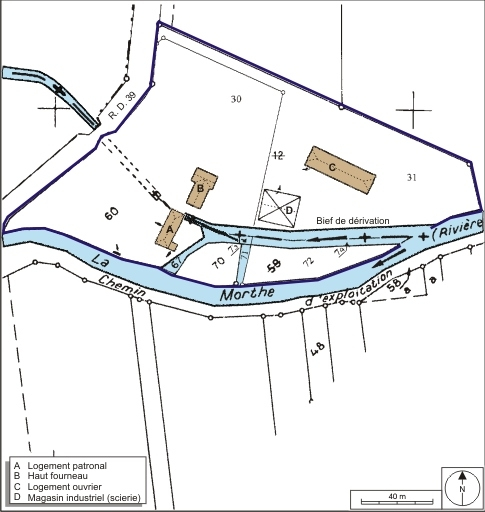 Plan-masse et de situation. Montage d'extraits de plans cadastraux numérisés, Saint-Loup-Nantouard, 2008, section ZC et Sauvigney-lès-Gray, 2008, section ZD, le tout ramené à 1:1500. Source : Direction générale des Finances Publiques - Cadastre ; mi… © André Céréza / Région Bourgogne-Franche-Comté, Inventaire du patrimoine - 2008