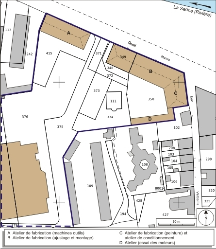 Plan-masse et de situation. Extrait du plan cadastral numérisé, 2008, section AE, 1:1000. Source : Direction générale des Finances Publiques - Cadastre ; mise à jour : 2008. © André Céréza / Région Bourgogne-Franche-Comté, Inventaire du patrimoine - 2008