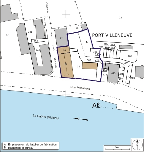 Plan-masse et de situation. Extrait du plan cadastral numérisé, 2008, section AE, 1:1000. Source : Direction générale des Finances Publiques - Cadastre ; mise à jour : 2008. © André Céréza / Région Bourgogne-Franche-Comté, Inventaire du patrimoine - 2008