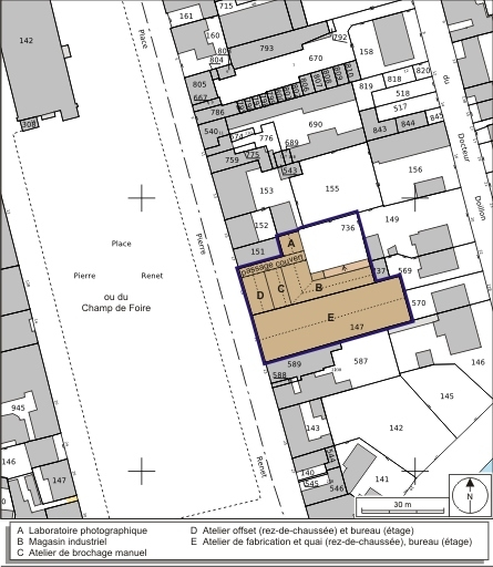 Plan-masse et de situation. Extrait du plan cadastral numérisé, 2008, section F, 1:1000. Source : Direction générale des Finances Publiques - Cadastre ; mise à jour : 2008. © André Céréza / Région Bourgogne-Franche-Comté, Inventaire du patrimoine - 2008