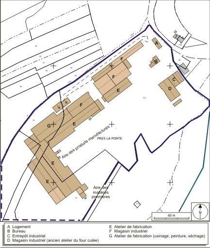 Plan-masse et de situation. Extrait du plan cadastral numérisé, 2008, section B, 1:1000 réduit à 1:2000. Source : Direction générale des Finances Publiques - Cadastre ; mise à jour : 2008. © André Céréza / Région Bourgogne-Franche-Comté, Inventaire du patrimoine - 2008