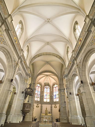 Voûtes de la nef, vues de l'entrée. © Jérôme Mongreville / Région Bourgogne-Franche-Comté, Inventaire du patrimoine - 2009