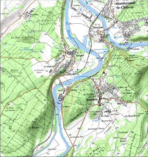Carte de localisation. SCAN 25 © IGN - 2008, Licence n°2008CISE29-68. © André Céréza / Région Bourgogne-Franche-Comté, Inventaire du patrimoine - 2009
