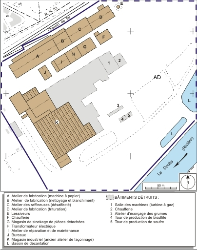 Plan-masse et de situation. Extrait du plan cadastral numérisé, section AD, échelle 1/1750. Source : Direction générale des Finances Publiques - Cadastre ; mise à jour : 2009. © André Céréza / Région Bourgogne-Franche-Comté, Inventaire du patrimoine - 2009