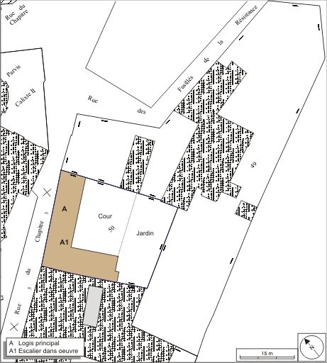 Plan masse et de situation. Extrait du plan cadastral, 1974, section AM. © André Céréza / Région Bourgogne-Franche-Comté, Inventaire du patrimoine - 2009