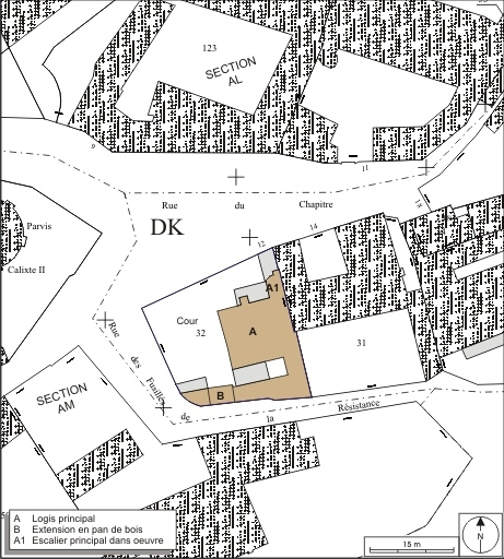 Plan masse et de situation. Extrait du plan cadastral, 1974, section AL. © André Céréza / Région Bourgogne-Franche-Comté, Inventaire du patrimoine - 2009
