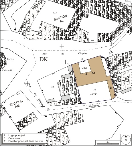 Plan masse et de situation. Extrait du plan cadastral, 1974, section AL. © André Céréza / Région Bourgogne-Franche-Comté, Inventaire du patrimoine - 2009